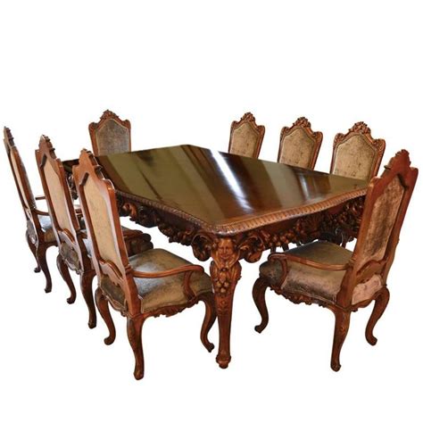 Antique Italian Dining Room Set with Table, Chairs, Buffet, Consoles ...