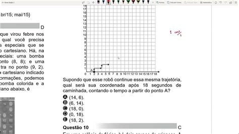 Questão 9 O Gráfico A Seguir Mostra O Início Da Trajetória De Um Robô