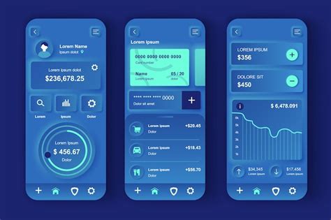 Premium Vector Online Banking Concept Neumorphic Templates Set