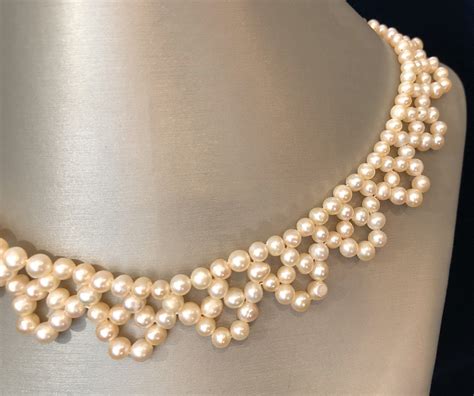 Woven White Seed Pearl Choker Necklace Woven White Seed Pearl Choker Necklace Rafael Osona