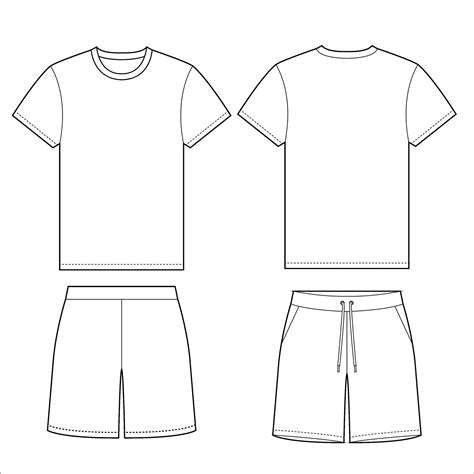 T Shirt And Shorts Outline Vector Template Vector Art At Vecteezy