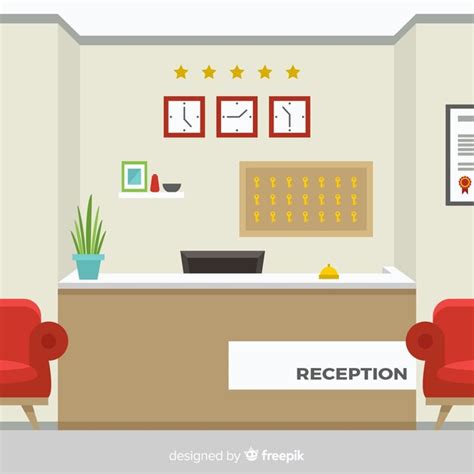 Free Vector Modern Hotel Reception With Flat Design