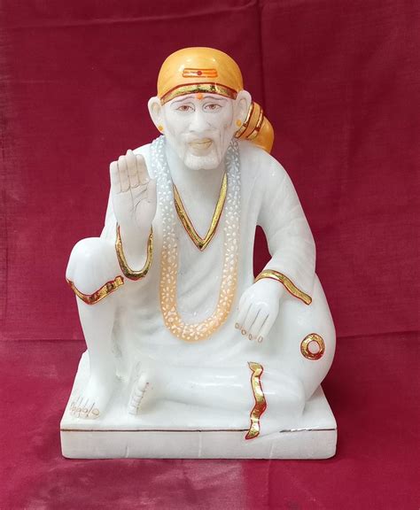 White Painted Marble Dwarkamai Sai Baba Statue For Worship Size 9