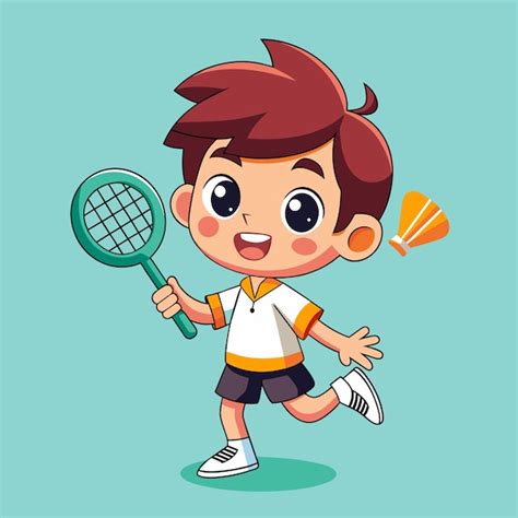 Un Ni O De Dibujos Animados Con Una Raqueta De Tenis Y Una Pelota