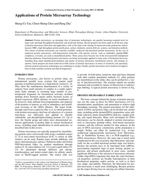 (PDF) Applications of Protein Microarray Technology