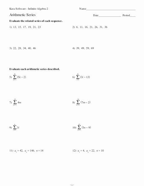 Arithmetic Sequence And Series Worksheet