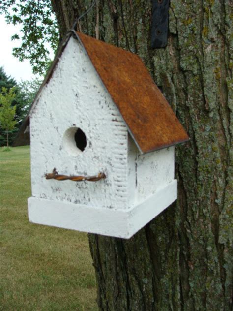 Rustic White Birdhouse Garden Bird House Collector of | Etsy