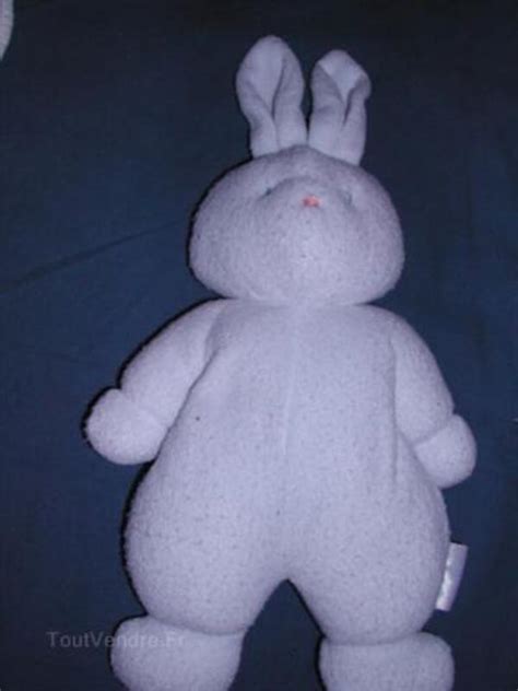 Doudou Lapin Klorane Blanc Ou Blanc Et Bleu Saint Martin Le Vieux