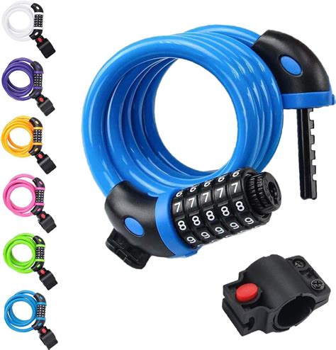 Bike Lock 4 Feet Bike Locks Cable High Security 5 Digit Resettable Combination Coiling Bicycle