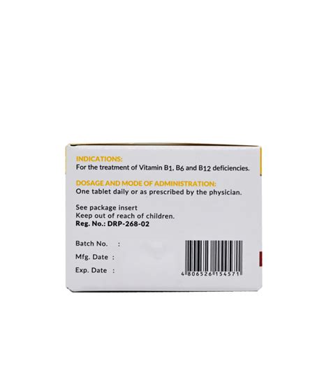 Rx Tgp 1 6 12 Vitamin B1b6b12 Tab 100mg