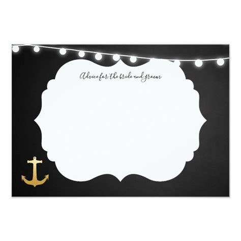 Chalkboard Faux Gold Foil Anchor Wedding Advice Card