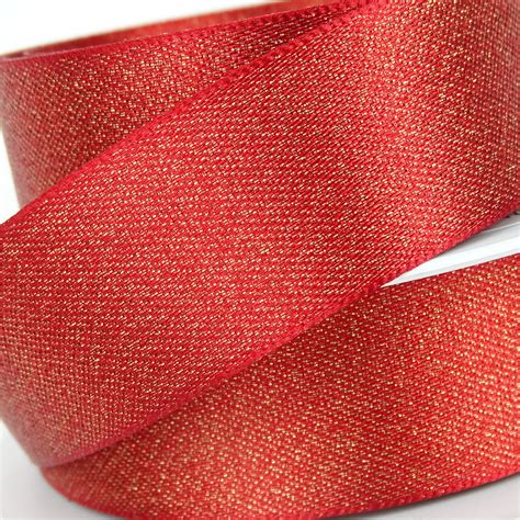 Red Glitter Satin Ribbon Col 15 Berisfords 8611 25mm X 20m RIBBON UK