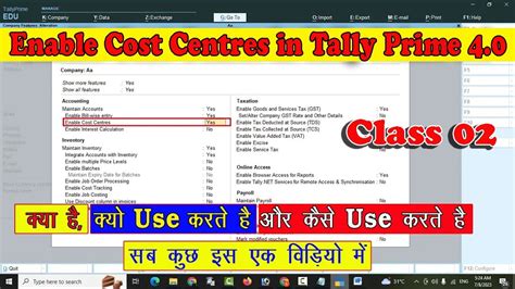 Enable Cost Centres In Tally Prime F Cost Centre And Cost