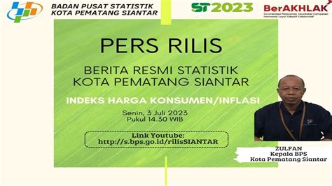 Rilis Brs Inflasi Kota Pematang Siantar Juli Youtube