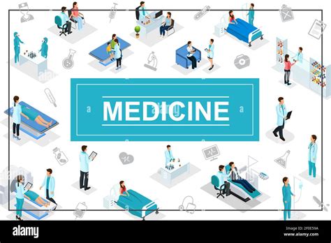 Isometric Healthcare Concept With Doctors Patients Medical Consultation