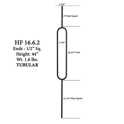 Single Oval Hollow Iron Baluster Aalto Series Square