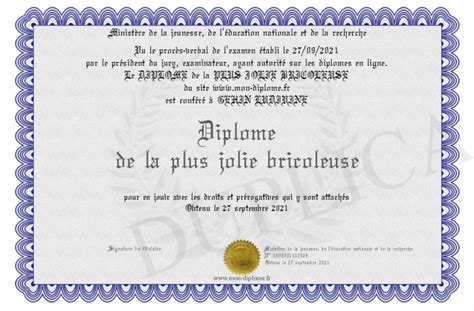 Diplome De La Plus Jolie Bricoleuse