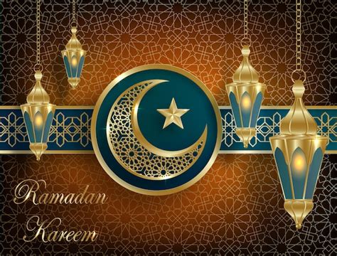 Dise O De Ramadan Kareem Sobre Fondo Isl Mico Con Motivos Dorados Sobre