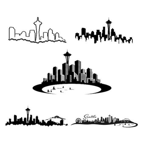 Seattle Skyline Washington Cuttable Design Svg Dxf Eps Use