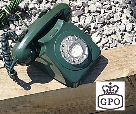 Vintage Phone GPO 746 Rotary Dial Telephone Olive Green Built January