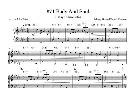 Body And Soul Arr John Fries By Tony Bennett Amy Winehouse Sheet