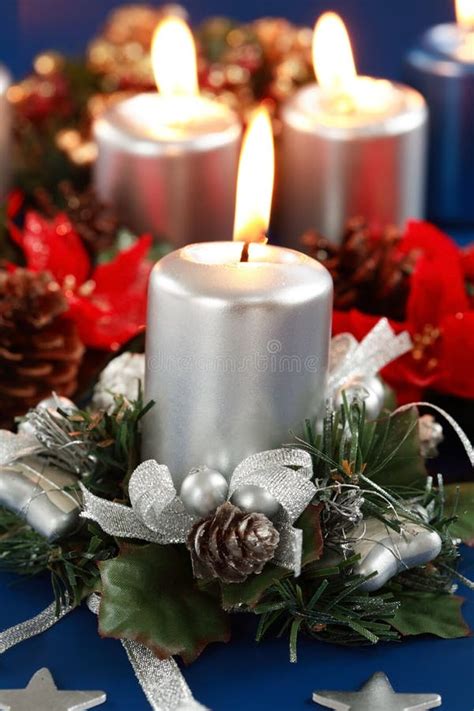 Large Christmas Advent Wreath Candles For Catholic Church Celebration Stock Image Image Of