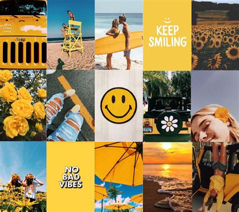 55 Photos Digital Prints, Yellow, SUMMER, BEACH, Hot Girl Summer, Aesthetic, Collage Kit ...