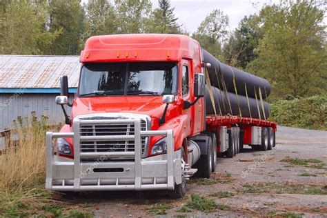 Flatbed Semi Truck On Road