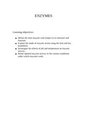 Enzymes Enzymes Learning Objectives Define The Term Enzyme With