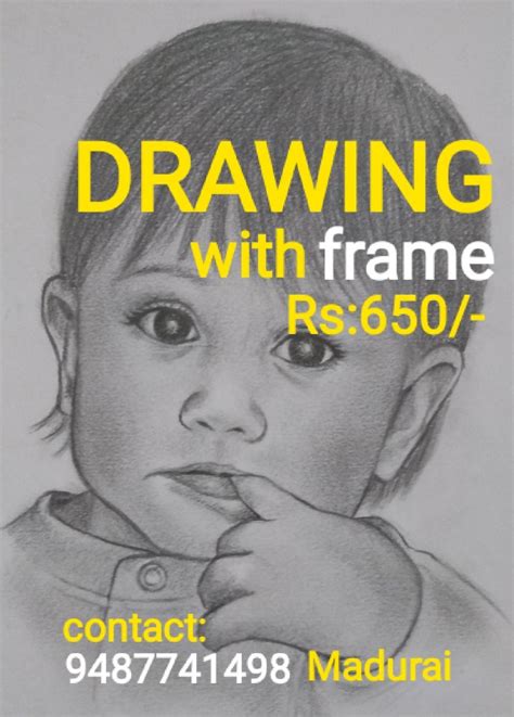 Black Glass Pencil Portrait Sketch With Frame Rs 650 Size A4 At