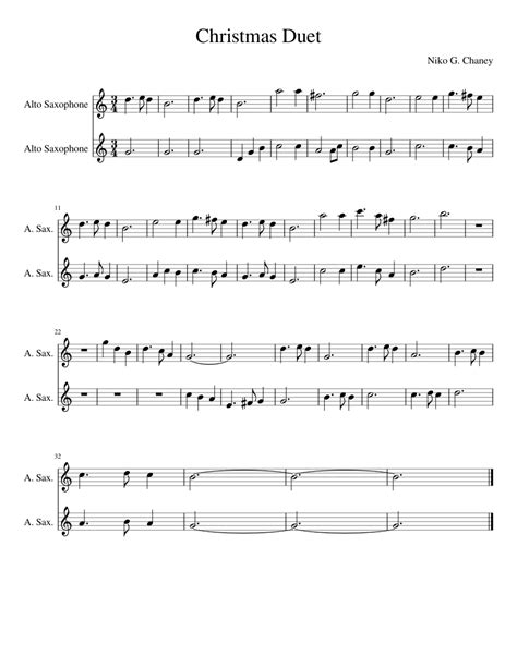 Christmas Duet Sheet Music For Saxophone Alto Woodwind Duet