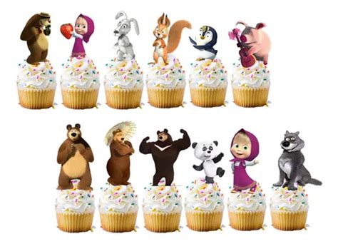 Pack De Pinchos Adornos Para Cup Cake Masha Y Oso Cuotas Sin Inter S