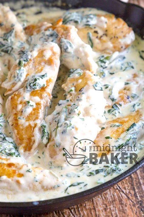 Creamy Basil Garlic Chicken With Spinach The Midnight Baker