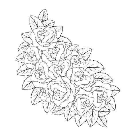 Dibujo De Boceto De Línea De Página Para Colorear De Rosas Rojas Con
