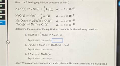 Solved Req Given The Following Equilibrium Constants At Chegg