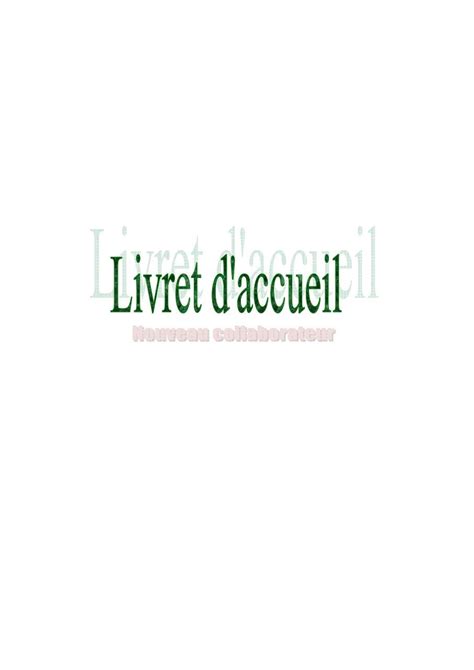 Livret Daccueil Par Jeremy Cicero Fichier Pdf