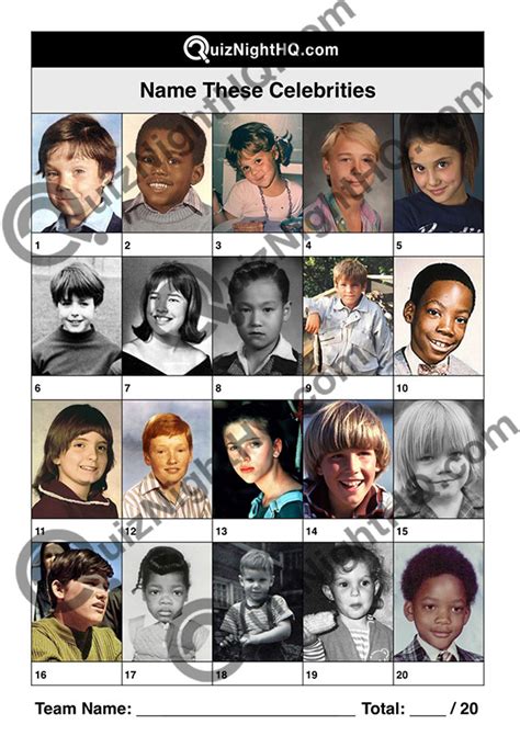 Famous Faces 045 – Celebrities as Kids – QuizNightHQ