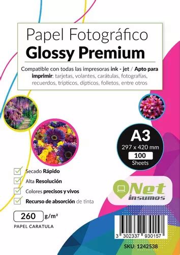 Papel Fotografico Glossy Brillante A3 260gr 100 Hojas Cuotas sin interés