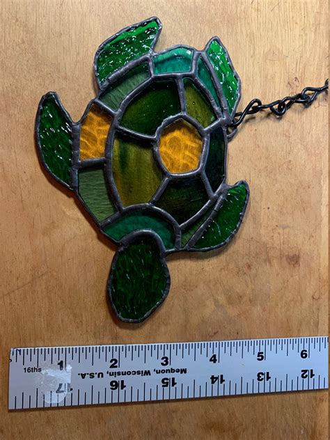 Stained Glass Sea Turtle Glass Suncatcher Etsy De