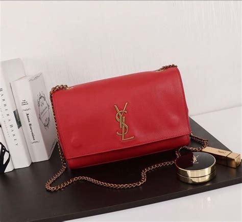 Red Yves Saint Laurent Leather Handbag Etsy