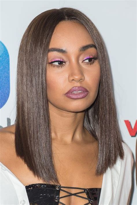 Leigh Anne Pinnock Straight Dark Brown Blunt Cut Bob Flat Ironed Long Bob Hairstyle Steal