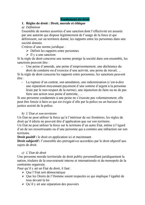 Fondement du droit Fondement du droit Règles de droit Droit morale