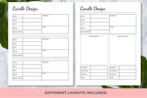 Candle Design Sheet Printable Candle Recipe Sheet Candle Etsy