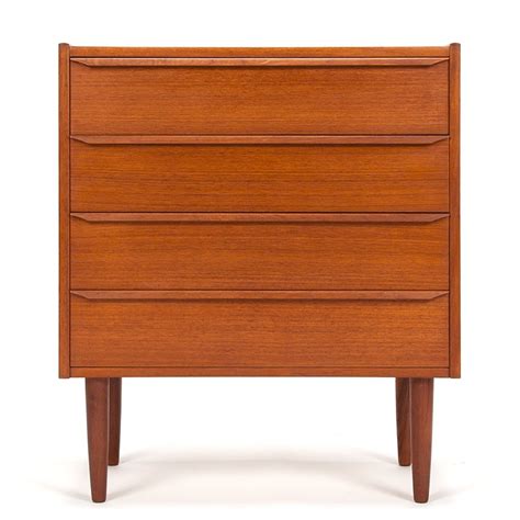 Chest Of Drawers In Teak Narrow Vintage Danish Model