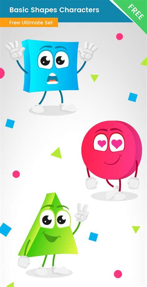 Basic Shapes Cartoon Characters Collection - Vector Characters