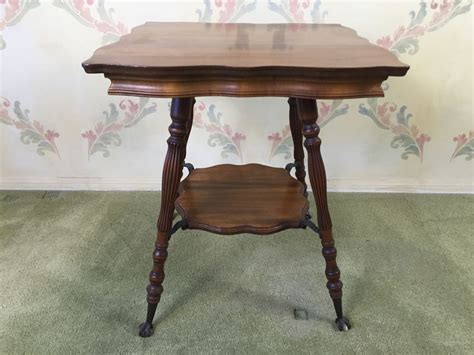 Stunning Vintage Two Tier Table With Glass Ball And Metal Claw Feet