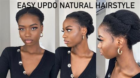 Easy Quick Simple Updo Hairstyle On C Natural Hair Youtube