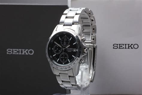 Exc5 Box Seiko Chronograph 100m 7t92 0dw0 Date Black Dial Quartz Mens Watch Ebay