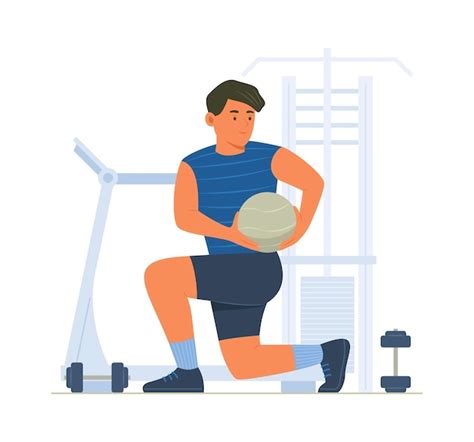 Exercício de homem na sala de treinamento de fitness Vetor Premium