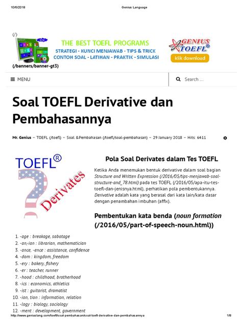 Contoh Soal Toefl Dan Pembahasannya 2018 Pelajaran Mu